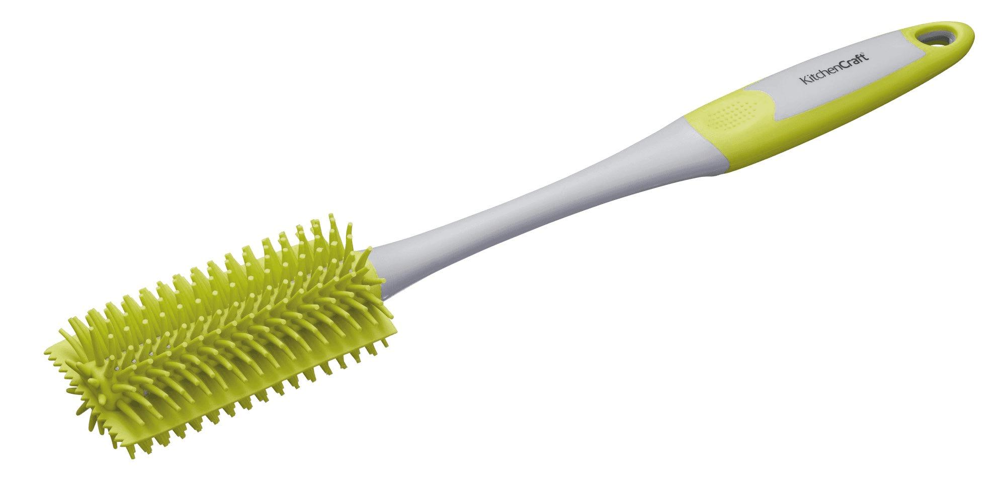 KITCHENCRAFT ANTIBACTERIAL SILICONE BOTTLE BRUSH 35CM - GREEN & GREY. KCBOTBRUSH \\\KD19054