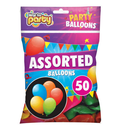 TIME TO PARTY ASSORTED BALLOONS 50/PK. OL315105 \\\KD19096