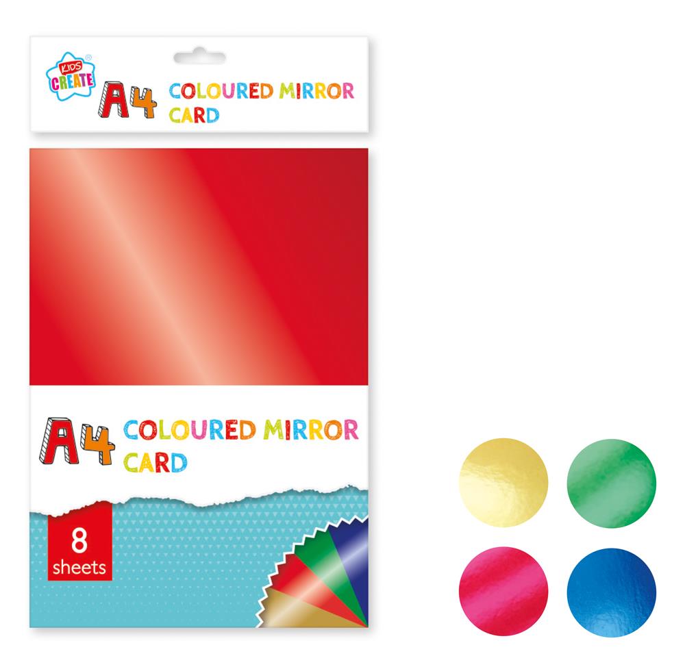 KIDS CREATE A4 MIRROR COLOURED CARD 8/PK. FSC3-PAMG/1 \\\KD19161