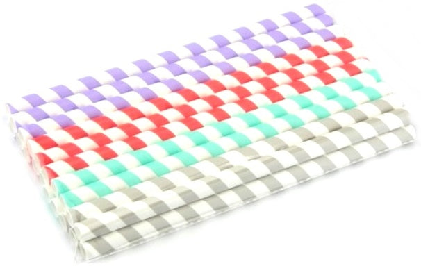 20 PACK PAPER SMOOTHIE STRAWS MIX COLOUR STRIP DESING. AP8252 \\\KD19167