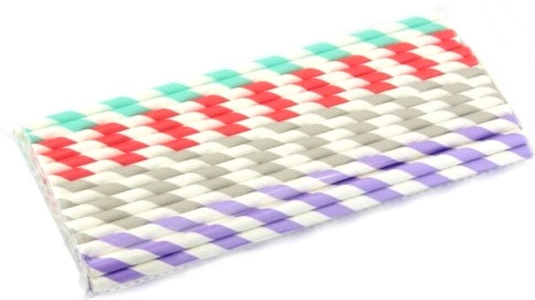 40 PACK PAPER STRAWS STRIP DESING MIX COLOUR. AP8193 \\\KD19168