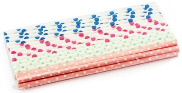 40 PACK PAPER STRAWS POLKA DOTS DESING MIX COLOUR. AP8254 \\\KD19170