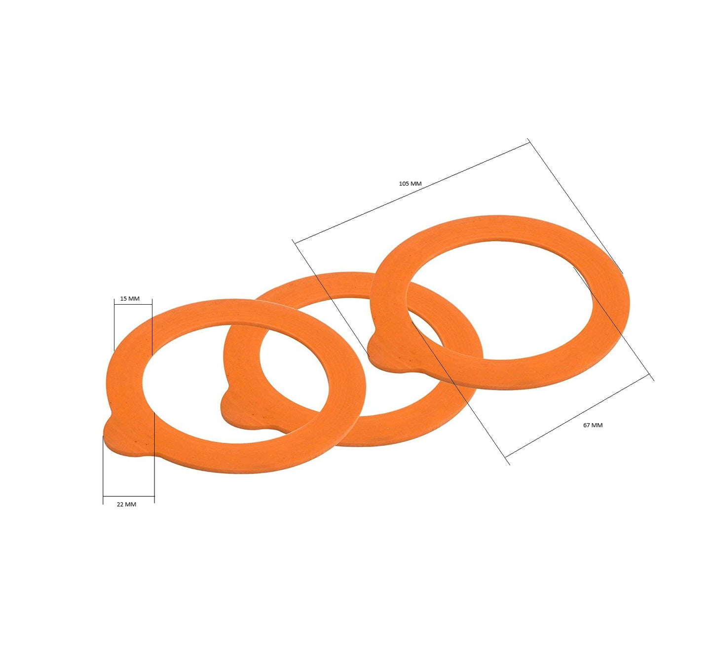 KILNER STANDARD RUBBER SEALS FOR CLIP TOP JARS ORANGE FOR 0.35 0.5 1 1.5 2 LITRE. 0025489 \\\KD19176