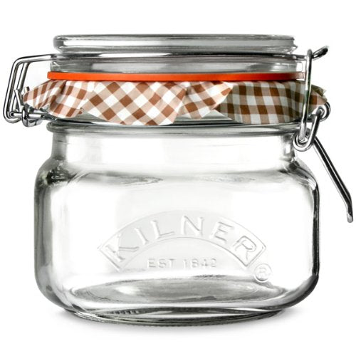 KILNER SQUARE GLASS CLIP TOP JAR WITH RUBBER SEAL 0.5 L. 0025510 \\\KD19182
