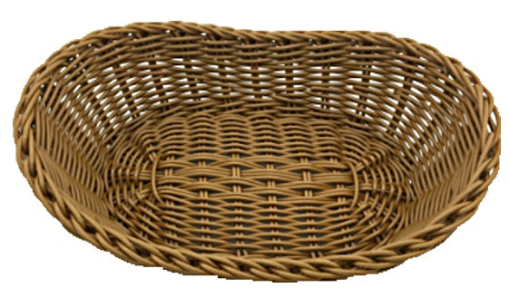 POLY WOOD EFFECT OBLONG WOOVEN BREAD / FRUIT BASKET 22CM X 13CM X 5.5CM. CH31097 \\\KD19206