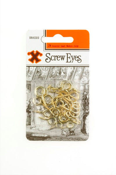 SHAW X BRASSED PLATED ASSORTED SIZE SCREW EYES. FS12842 \\\KD19218