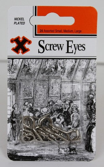 SHAW X NICKEL PLATED ASSORTED SIZE SCREW EYES. FS12843 \\\KD19219