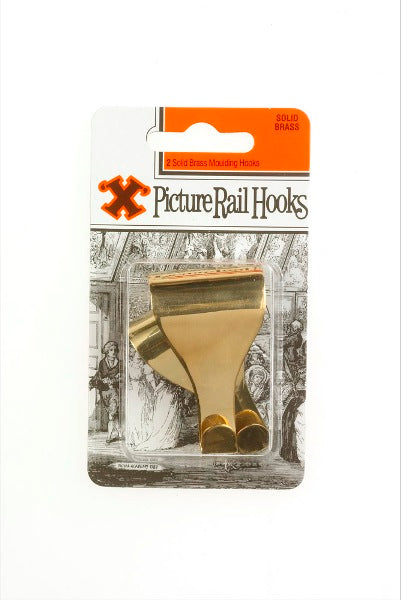 SHAW X SOLID BRASS PICTURE RAIL HANGING MOULDING HOOKS 2/PK. FS12854 \\\KD19221