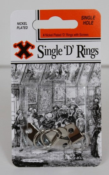 SHAW X NICKEL PLATED SINGLE WHOLE D RINGS WITH SCREWS 4/PK. FS12857 \\\KD19223