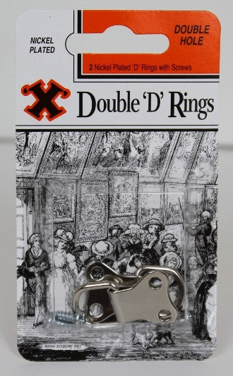 SHAW X NICKEL PLATED DOUBLE  WHOLE D RINGS WITH SCREWS 2/PK. FS12859 \\\KD19225