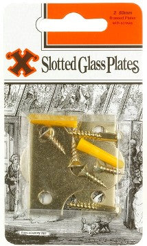SHAW X BRASSED PLATED SLOTTED GLASS / FRAME PLATES 50MM 2/PK. FS13010 \\\KD19239