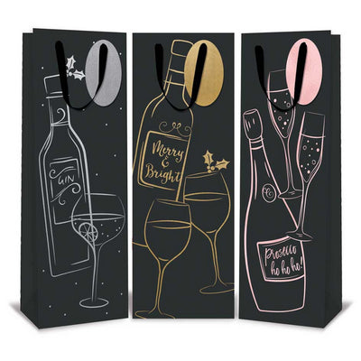 CHRISTMAS WINE BOTTLE GIFT BAGS 35CM X 12CM. TA8443 \\\KD19247