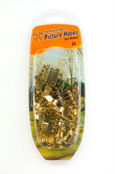 SHAW X NO. 2 / MEDIUM BRASSED PLATED PICTURE HOOKS & PINS 40/PK. FS12886 \\\KD19253