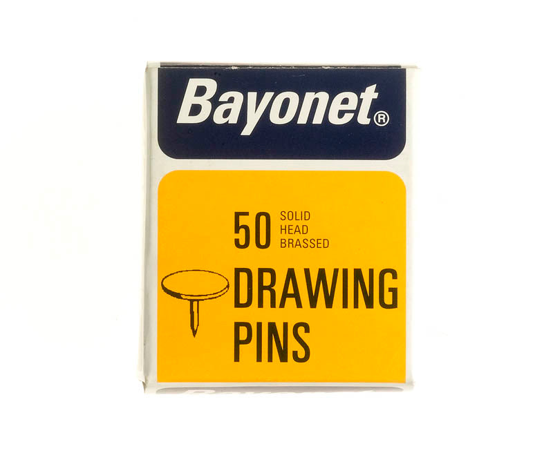 BAYONET BRASSED PLATED SOLID HEAD DRAWING PINS 50/PK. FS10404 \\\KD19270