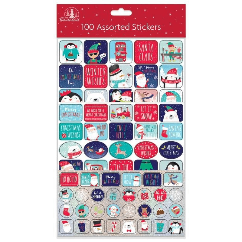 ASSORTED CHRISTMAS STICKERS 100/PK. TA2953 \\\KD19275