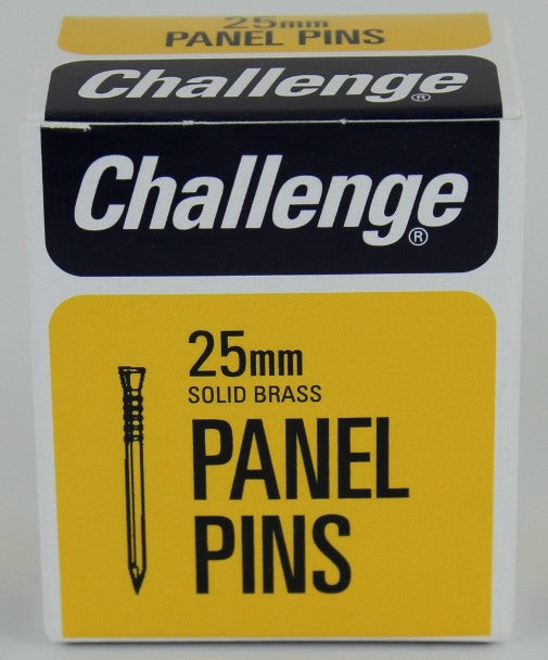 CHALLENGE SOLID BRASS PANEL PINS 25MM 30G. FS10620 \\\KD19282