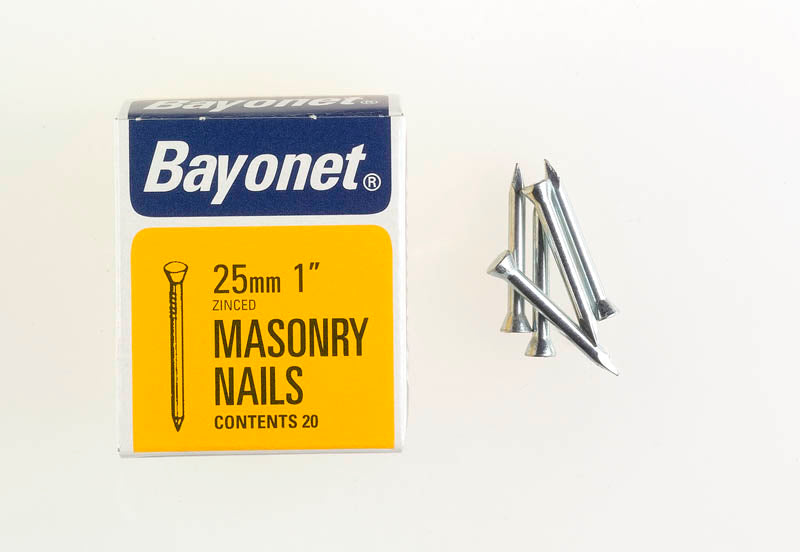 BAYONET ZINC PLATED MASONRY NAILS 25MM 36/PK. FS12204 \\\KD19296