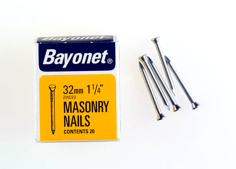 BAYONET ZINC PLATED MASONRY NAILS 32MM 36/PK. FS12206 \\\KD19297
