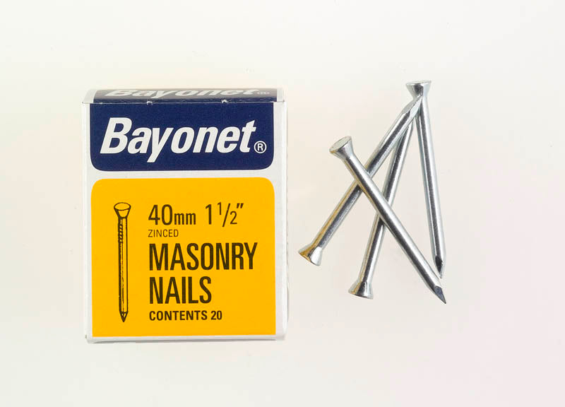 BAYONET ZINC PLATED MASONRY NAILS 40MM 36/PK. FS12208 \\\KD19298