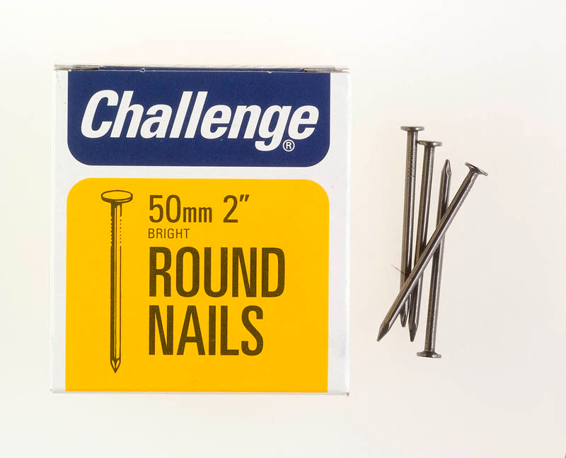 CHALLENGE BRIGHT ROUND WIRE NAILS 50MM 225G. FS12006 \\\KD19306