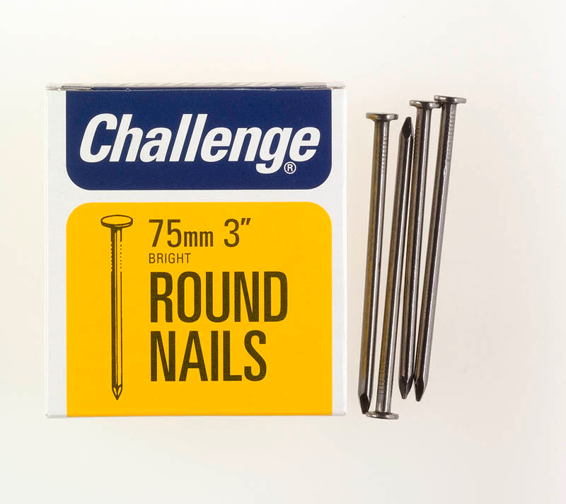 CHALLENGE BRIGHT ROUND WIRE NAILS 75MM 225G. FS12010 020104 \\\KD19307
