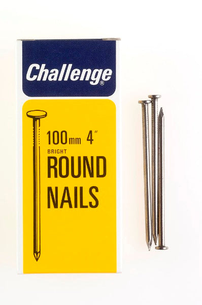 CHALLENGE BRIGHT ROUND WIRE NAILS 100MM 500G. FS12034 \\\KD19308