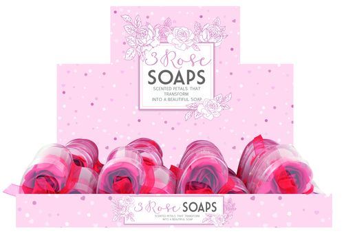 3 SCENTED SOAP ROSES IN HEART GIFT BOX. EW26712 \\\KD19347