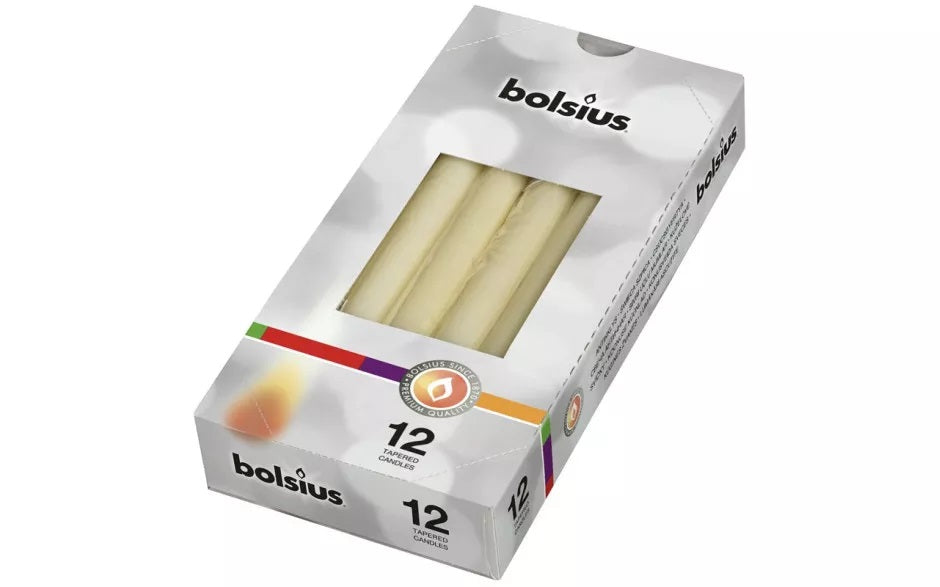BOLUSIS WRAPPED IVORY TAPERED CANDLE 12/PK. 103600356805 \\\KD19359