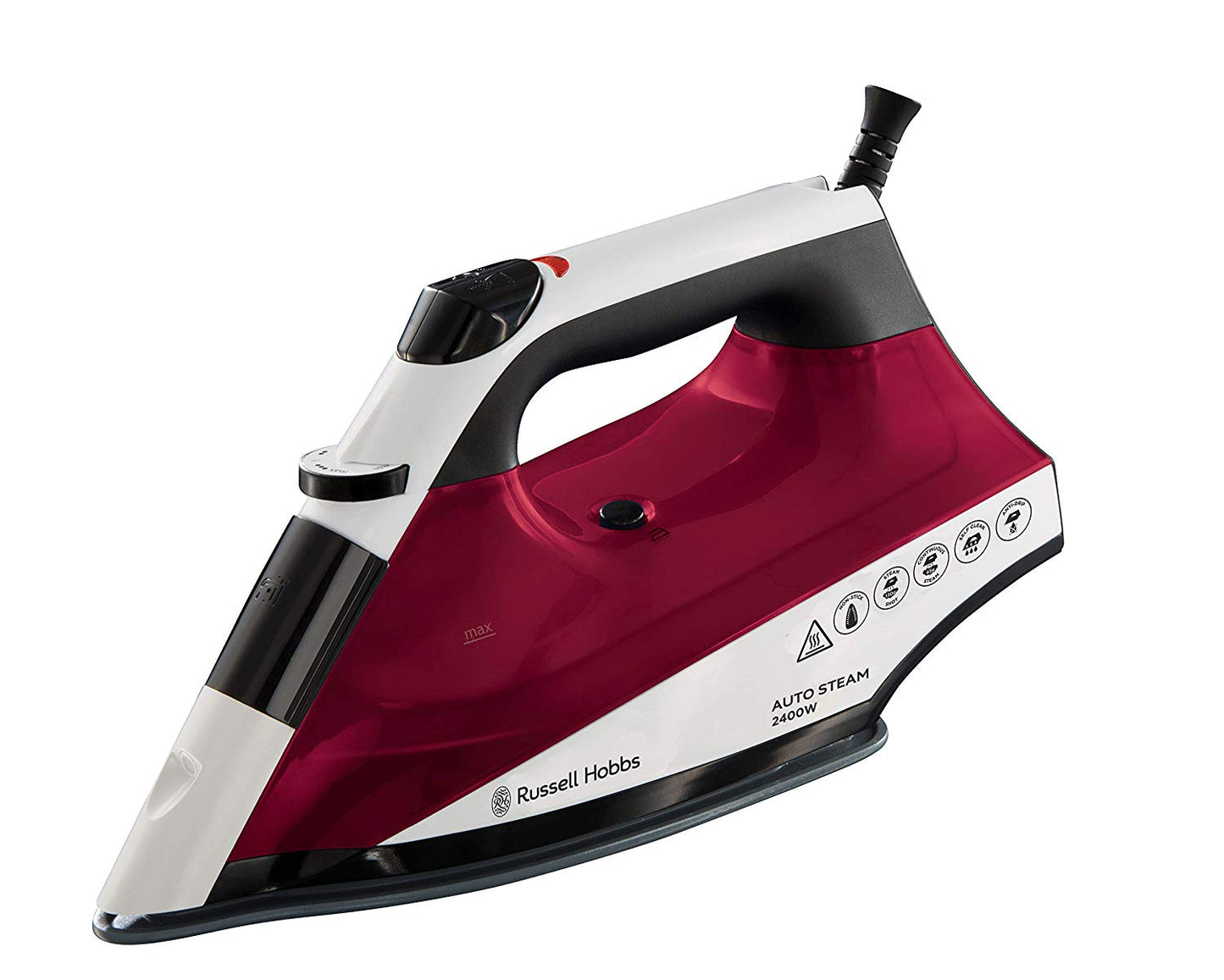 RUSSELL HOBBS AUTO STEAM PRO NON-STICK IRON 2400 W WHITE AND RED. 22520 \\\KD19360