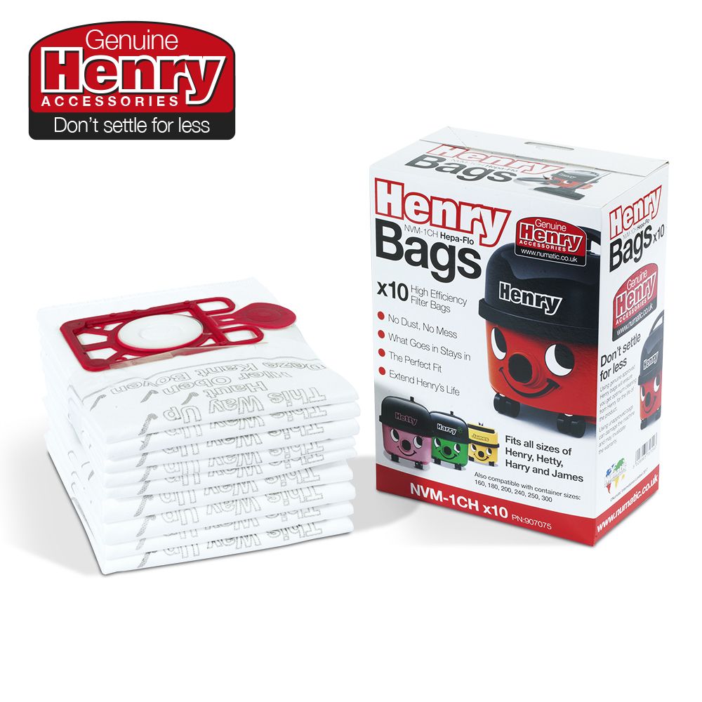 NUMATIC HENRY HEPAFLO GENUINE DUST BAGS NVM-1CH 10/PK. 907075 \\\KD19361
