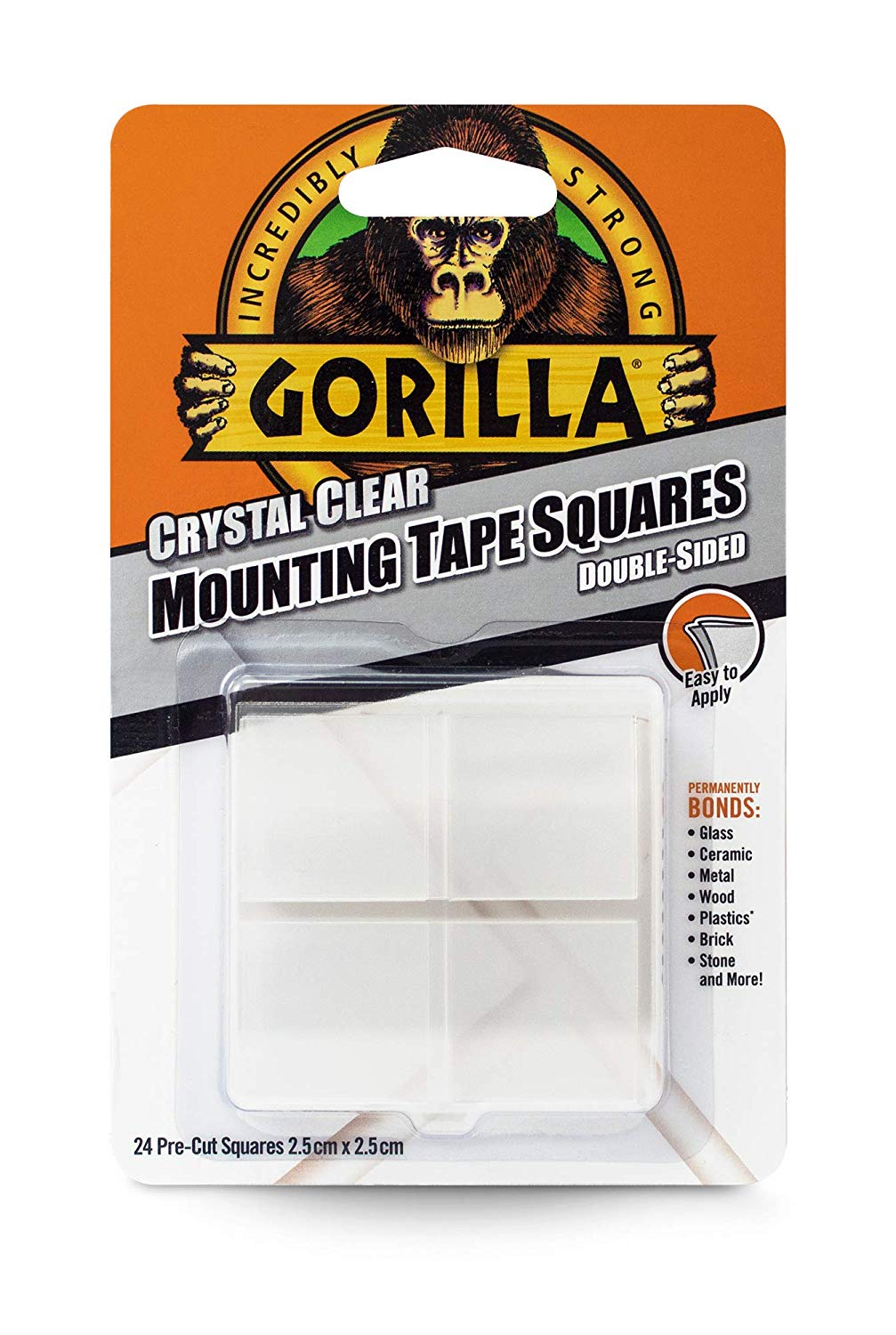 GORILLA MOUNTING TAPE CLEAR 6 X 4 SQUARES APX 25 MM. 3044111 \\\KD19381