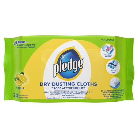 PLEDGE DRY DUSTING CLOTHS CITRUS 20/PK. C001297 \\\KD19445