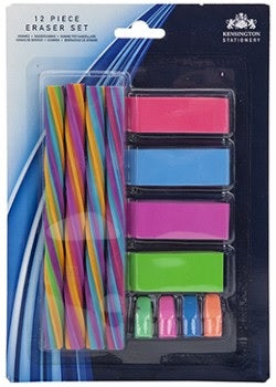 KENSINGTON STATIONERY RAINBOW ERASER SET 12/PK. PI386024 \\\KD19468