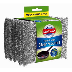 STARWASH NON-SCRATCH SILVER SCOURERS PACK OF 5. Z64266 642660 \\\KD19474