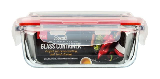 SMALL BOROSILICATE GLASS CONTAINER WITH CLIP LOCKER 380ML. Z65930 659309 \\\KD19475