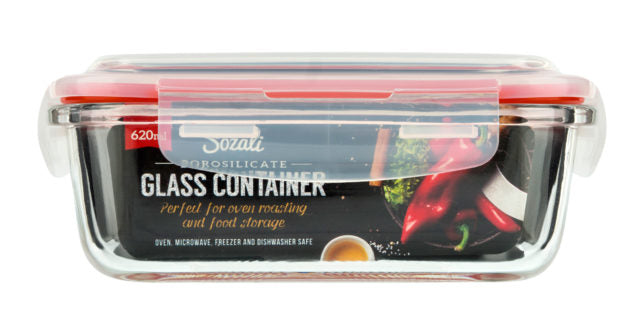 MEDIUM BOROSILICATE GLASS CONTAINER WITH CLIP LOCKER 620ML. Z65932 659323 \\\KD19476