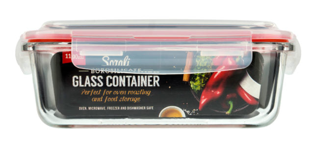 LARGE BOROSILICATE GLASS CONTAINER WITH CLIP LOCKER 1100ML. Z65934 659347 \\\KD19481