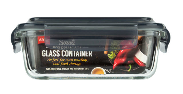 MED BOROSILICATE GLASS CONTAINER WITH V ENT CLIP LOCKER 620ML. Z65933 659330 \\\KD19482