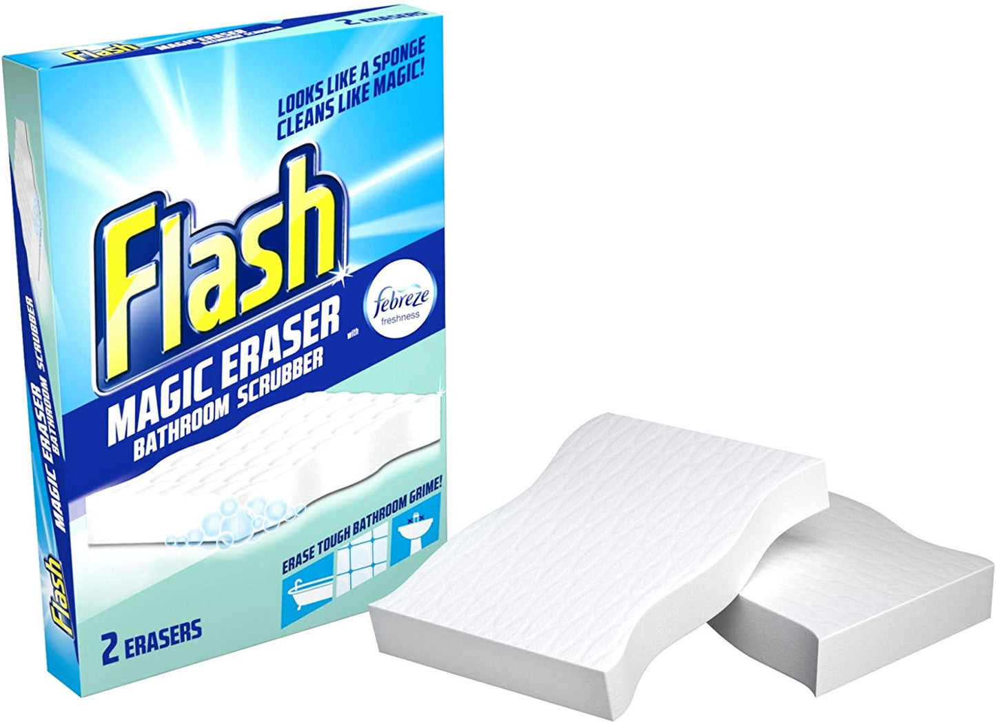 FLASH MAGIC ERASER BATHROOM SCRUBBER 2/PK. PTHOFLA016 \\\KD19620
