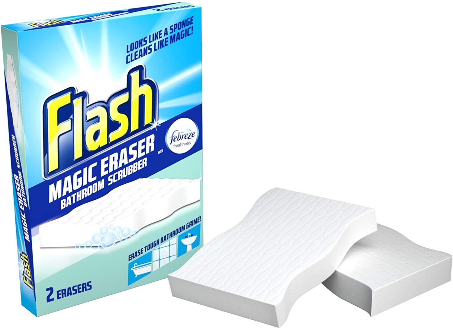 FLASH MAGIC ERASER BATHROOM SCRUBBER 2/PK. PTHOFLA016 \\\KD19620