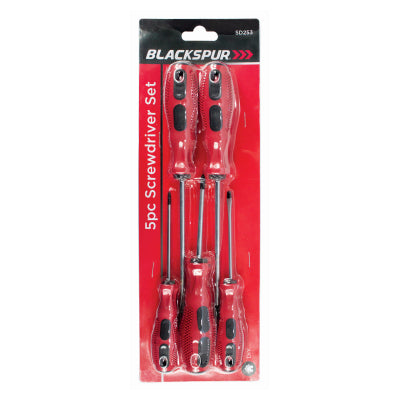 BLACKSPUR GENERAL PURPOSE SOFT-GRIP SCREWDRIVER 5 PCS SET SLOTTED & CROSSPOINT. BB-SD253 \\\KD19666
