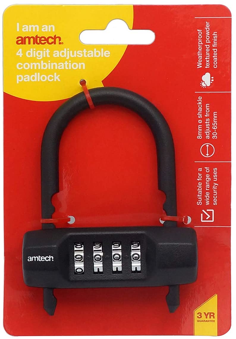 AMTECH 4-DIGIT ADJUSTABLE COMBINATION PADLOCK (30-65MM). AMT1885 \\\KD19680