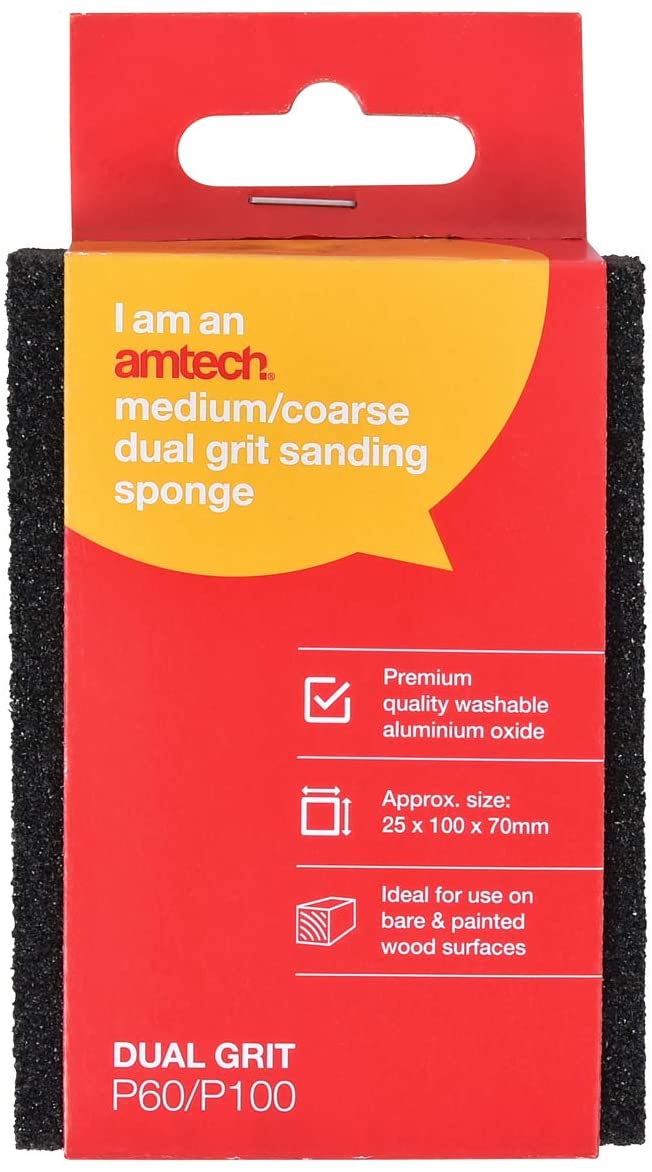 AMTECH MEDIUM / COARSE DUAL GRIT SANDING SPONGE (P60/100). AME0280 \\\KD19688