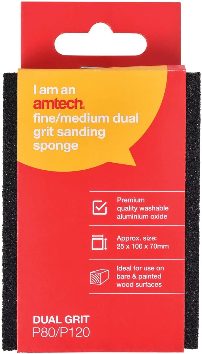 AMTECH FINE / MEDIUM DUAL GRIT SANDING SPONGE (P80/120). AME0285 \\\KD19689