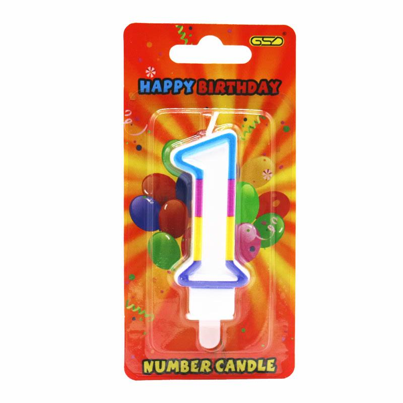 GSD RAINBOW BORDER NUMBER 1 BIRTHDAY PARTY CANDLE. GSD1 \\\KD19695