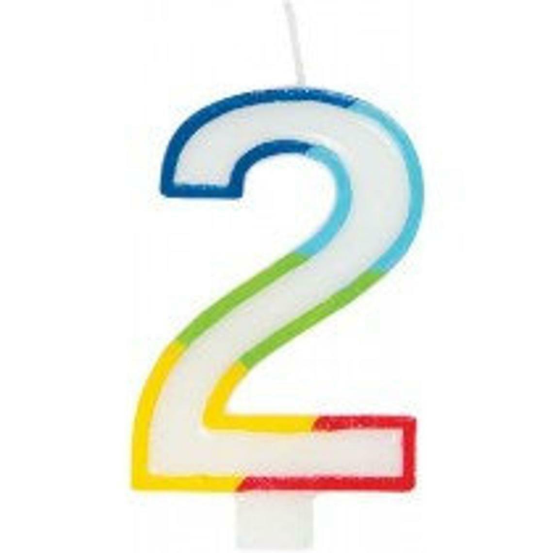 GSD RAINBOW BORDER NUMBER 2 BIRTHDAY PARTY CANDLE. GSD2 \\\KD19696