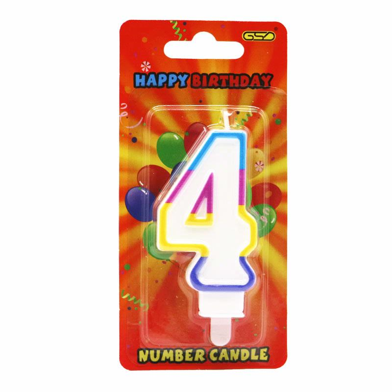 GSD RAINBOW BORDER NUMBER 4 BIRTHDAY PARTY CANDLE. GSD4 \\\KD19698