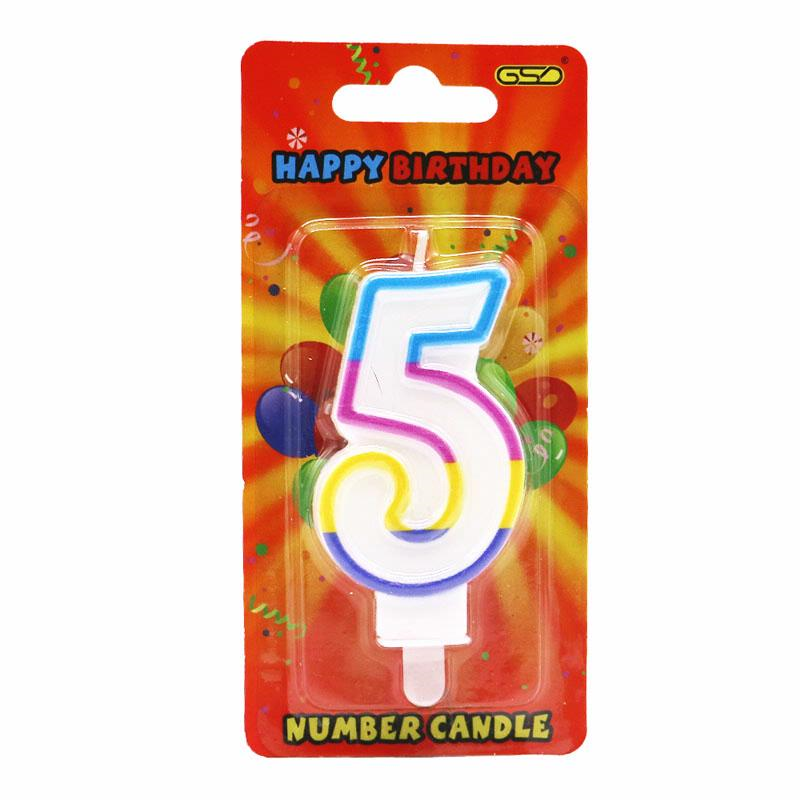 GSD RAINBOW BORDER NUMBER 5 BIRTHDAY PARTY CANDLE. GSD5 \\\KD19699