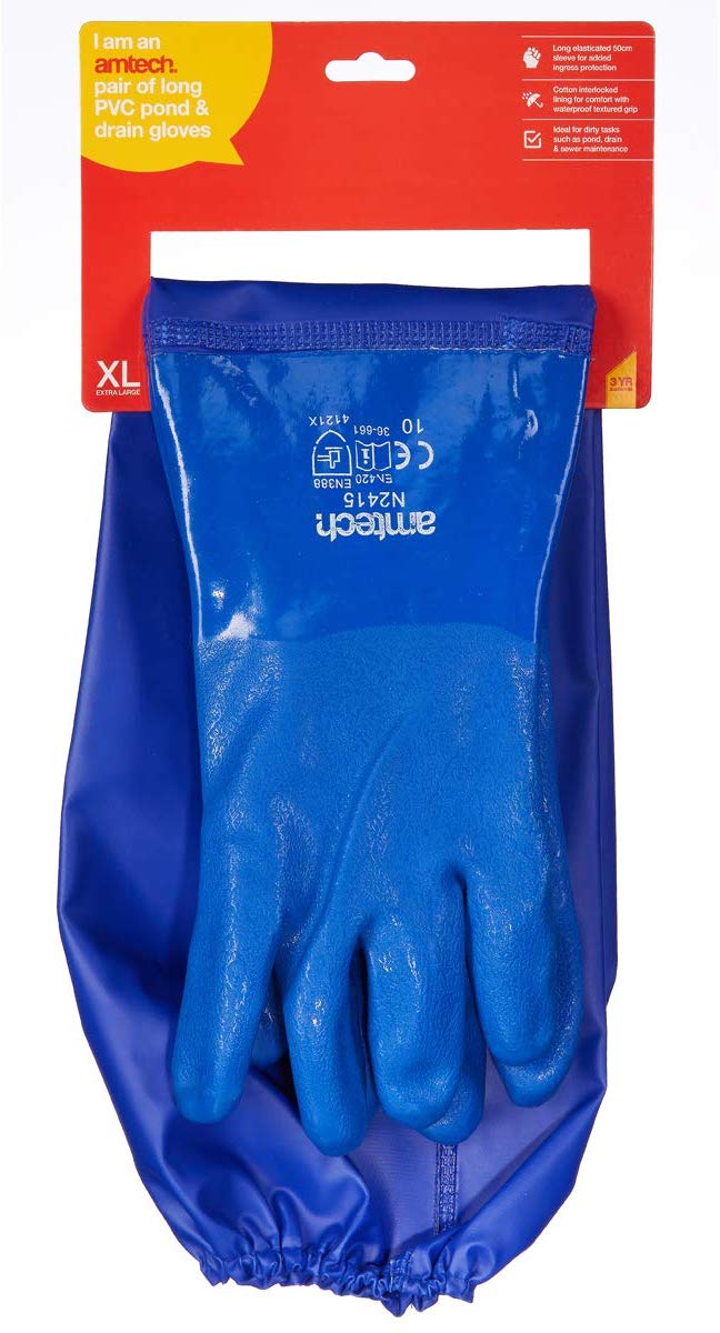 AM-TECH HEAVY DUTY POND & DRAIN GLOVES XL. N2415 \\\KD19737