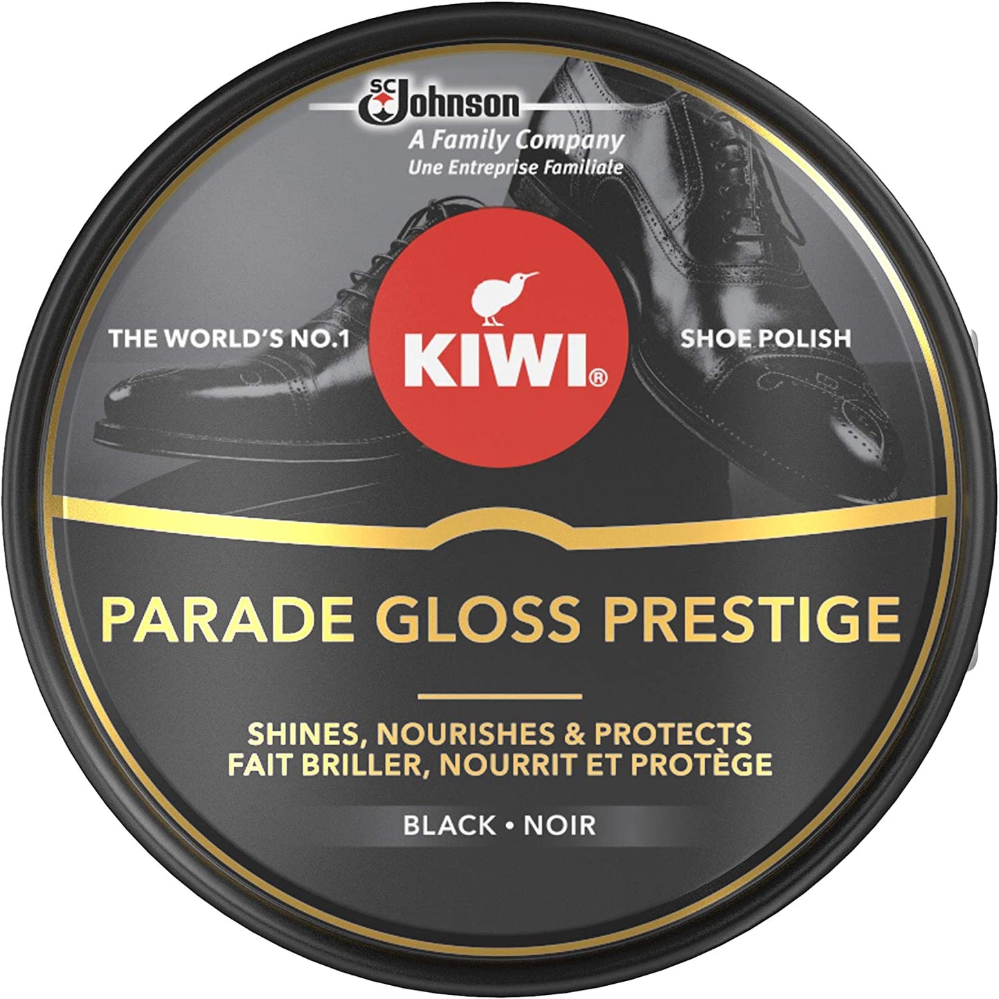 KIWI BLACK PARADE GLOSS SHOE POLISH TIN 50ML. C003501 \\\KD19823